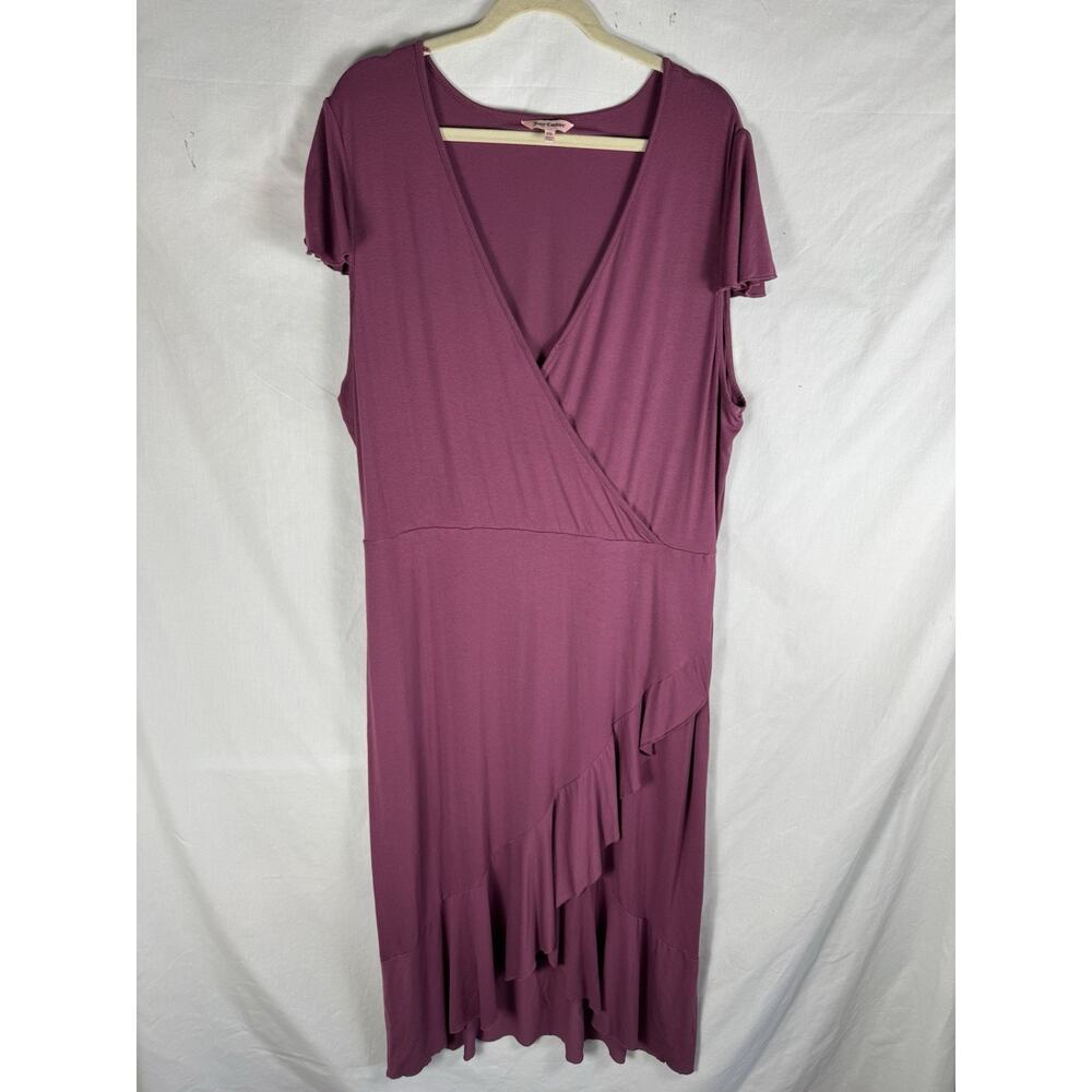 Juicy Couture Twilight Pink Faux Wrap Maxi Dress XXL Rayon Blend Ruffle Hem Boho